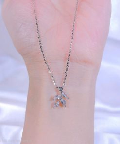 Dây Chuyền Bạc Lá Pha Lê chất liệu bạc cao cấp - sáng lâu, hạn chế xỉn màu.